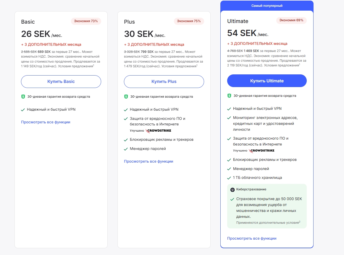 Тарифы NordVPN
